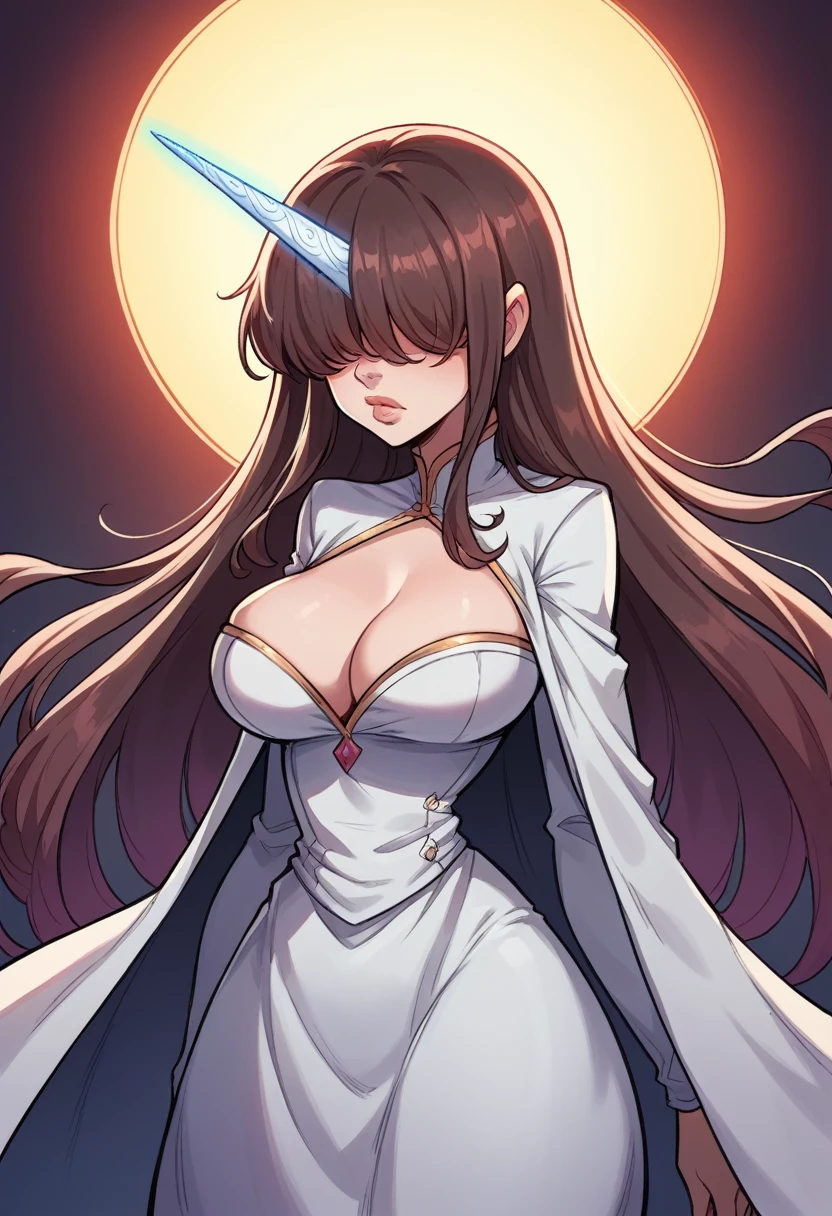 Lizard girl face, detailed, highly white unicorn girl, delicate waist, full breasts, wearing a white coat, long colorful horn, serious expression, hair covering eyes, detailed eyes,beautiful detailed lips,extremely detailed eyes longeyelashes,highly intricate details,soft smooth skin,fluffy fur,dramatic lighting,vibrant colors,fantasy,magical, focinho de lagartoz pele rosa, focinho de lagarto