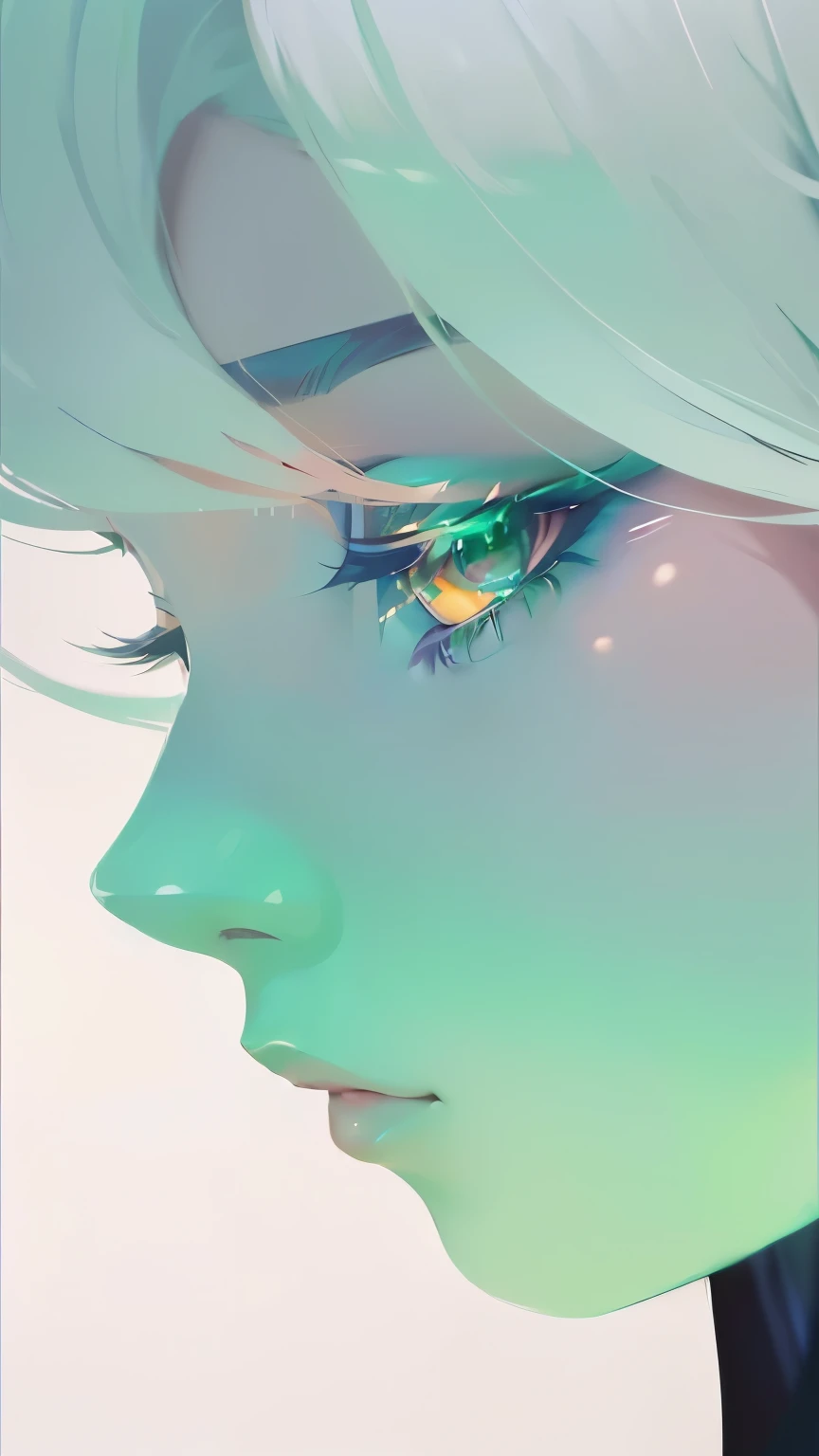 there is a woman with a green hair and a black top, soft anime illustration, beautiful anime face, ilya kuvshinov face, stunning anime face portrait, profile of anime girl, digital art ilya kuvshinov, beautiful anime artwork, digital anime art, anime girl portrait profile, digital anime illustration, a beautiful artwork illustration, pretty anime face