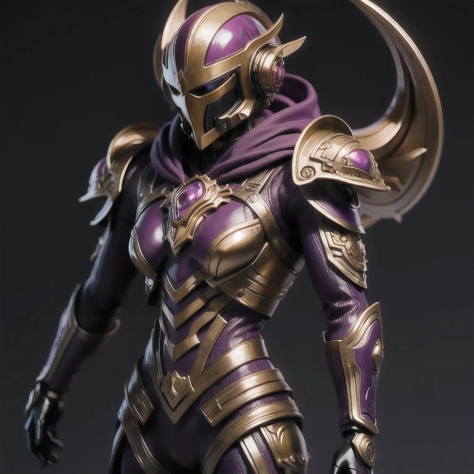 Close up of purple and gold toys, Super detailed fantasy characters, Science Fiction Characters render, detailed humanoid, Star Pathfinder Characters, Science Fiction Characters, Science Fiction Characters, humanoid character, very detailed character, Color Rendering, 3D Rendering Character Art 8K, Alien Armor, safi'jiiva armor, Marmoset Rendering