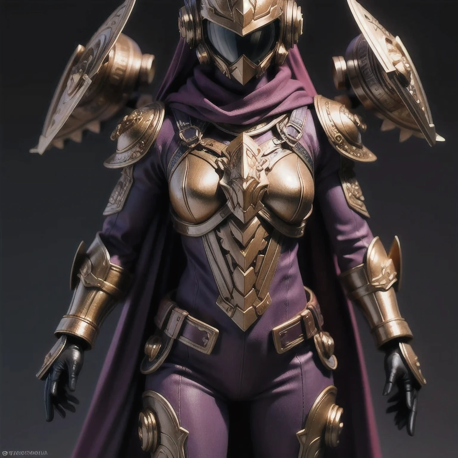 Close up of purple and gold toys, Super detailed fantasy characters, Science Fiction Characters render, detailed humanoid, Star Pathfinder Characters, Science Fiction Characters, Science Fiction Characters, humanoid character, very detailed character, Color Rendering, 3D Rendering Character Art 8K, Alien Armor, safi'jiiva armor, Marmoset Rendering