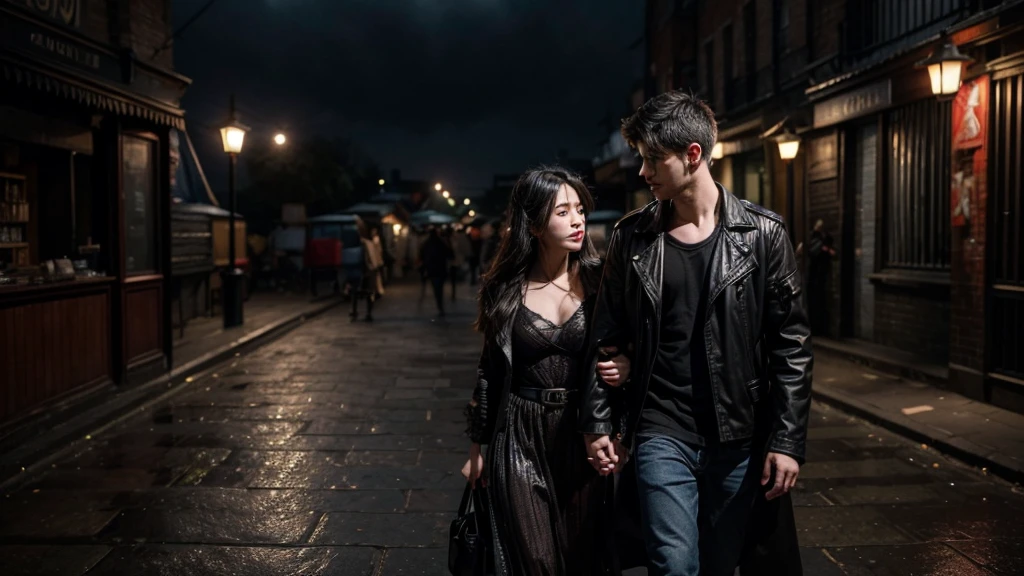 (located dramatically on london slum night market flea with dramatic red lantern lights source) element detail with rustic background, dark, night scene, no-light, shade, shadow, storm night cinematic, detail environtment scenery, medium format beauty, shades, desaturate, ultra HD, taken with Fujifilm XF 56mm f/1.2 R Lens. HDR10 8K