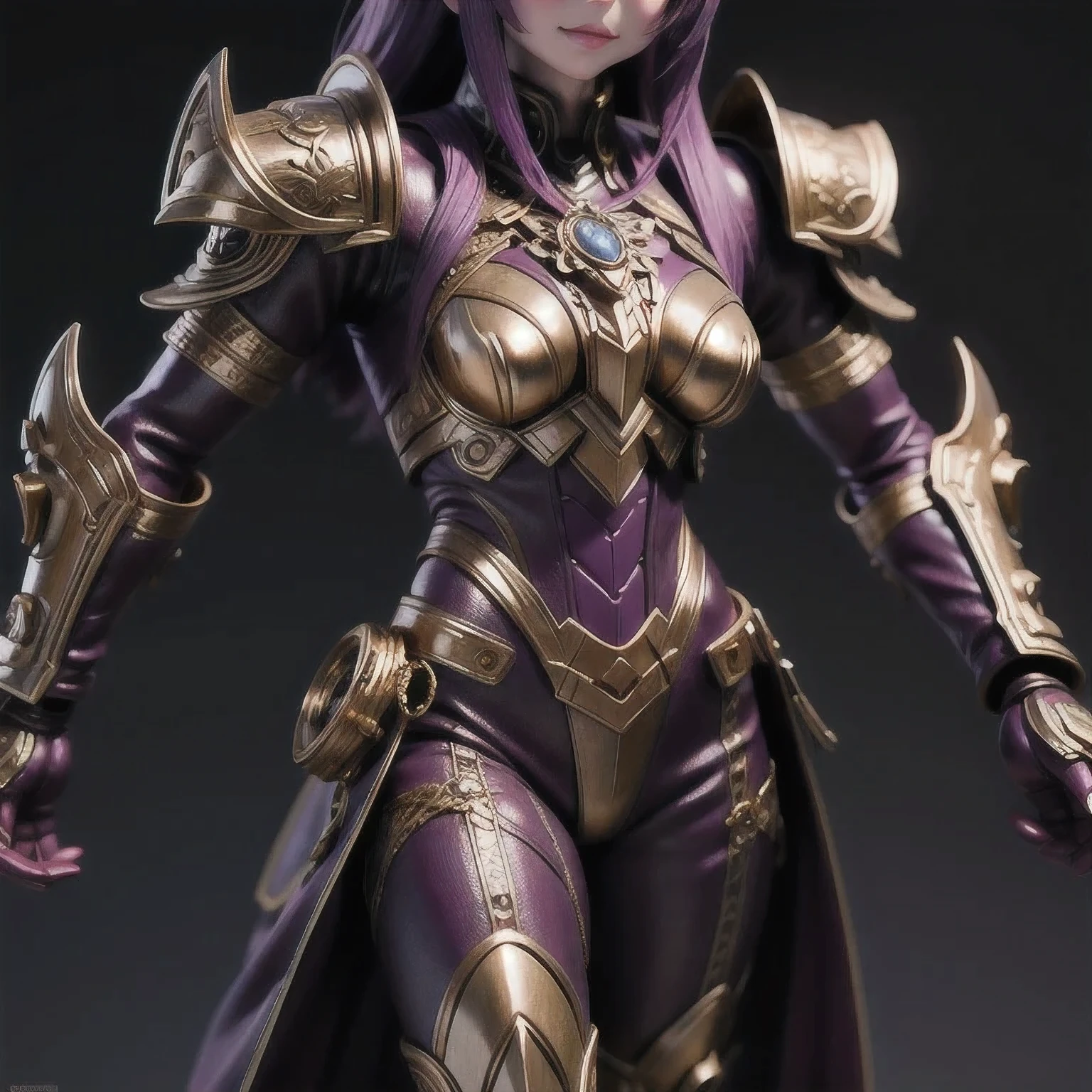 Close up of purple and gold toys, Super detailed fantasy characters, Science Fiction Characters render, detailed humanoid, Star Pathfinder Characters, Science Fiction Characters, Science Fiction Characters, humanoid character, very detailed character, Color Rendering, 3D Rendering Character Art 8K, Alien Armor, safi'jiiva armor, Marmoset Rendering