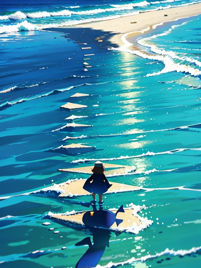 Walking on water, Composition looking down from directly above, Fish Shadow