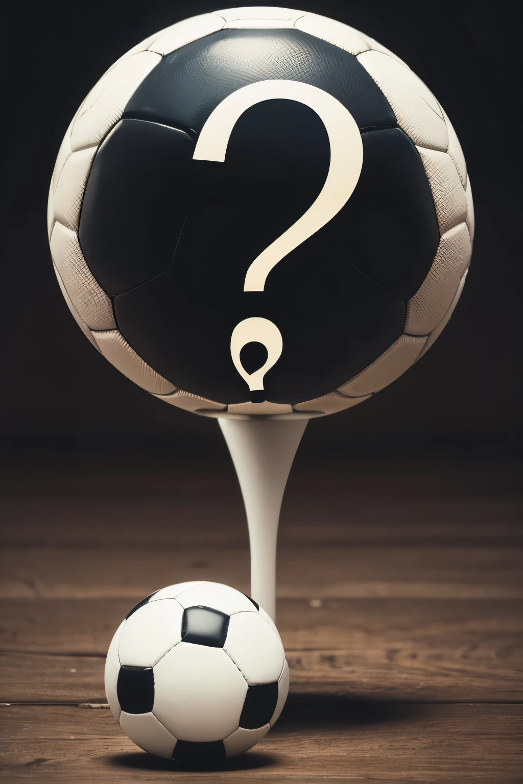 A question mark with a soccer ball