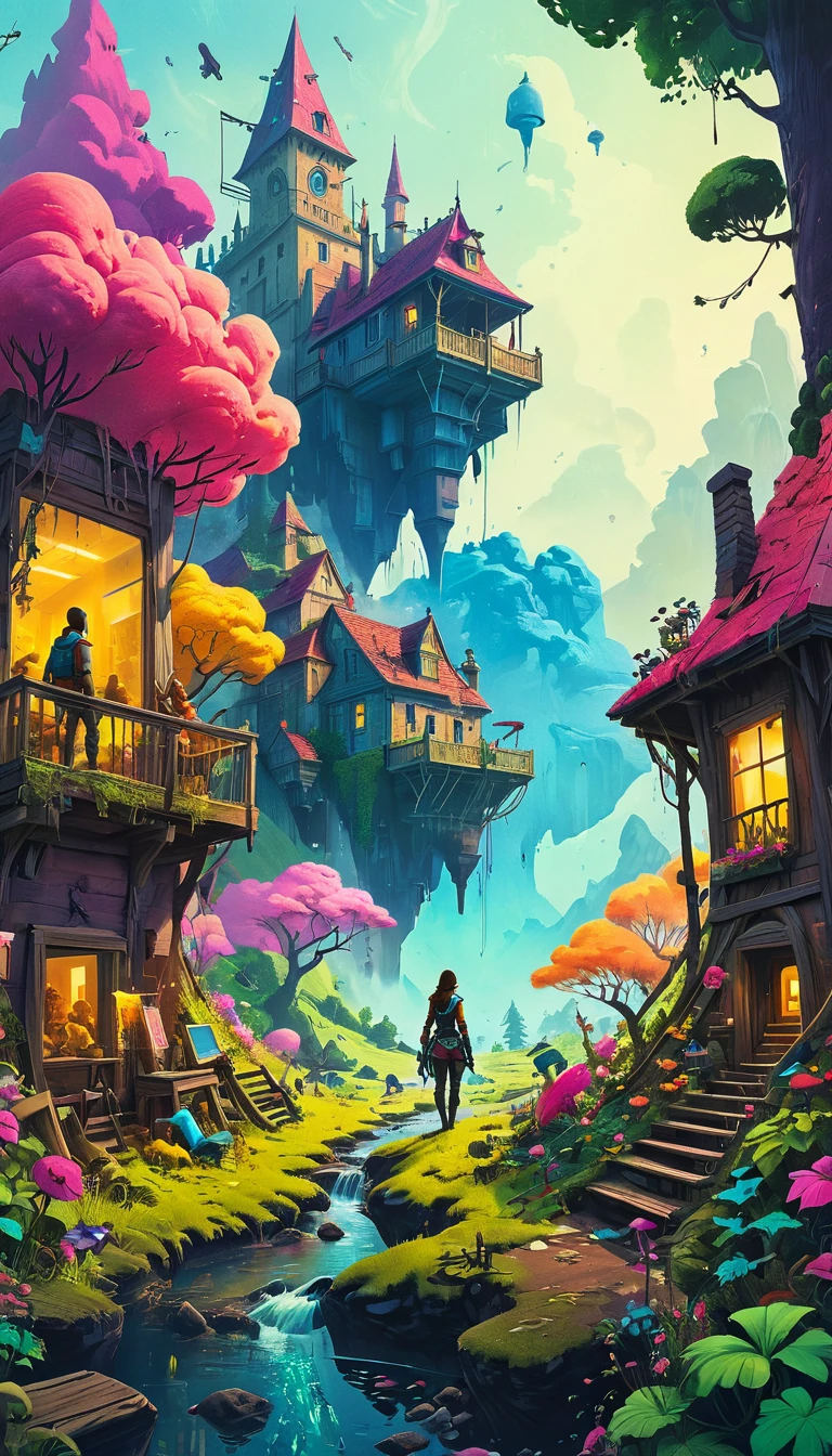 author:Zdzislaw Beksinski 和 Marc Simonetti, (Land source , Faded Polaroid photos but very beautiful:1.4), (Intricate details, masterpiece, best quality:1.4) , fortnite art style, 3d cartoon, rich and colorful, fortnite art style, , Looking at the audience, Dynamic poses, WRAL-Glic