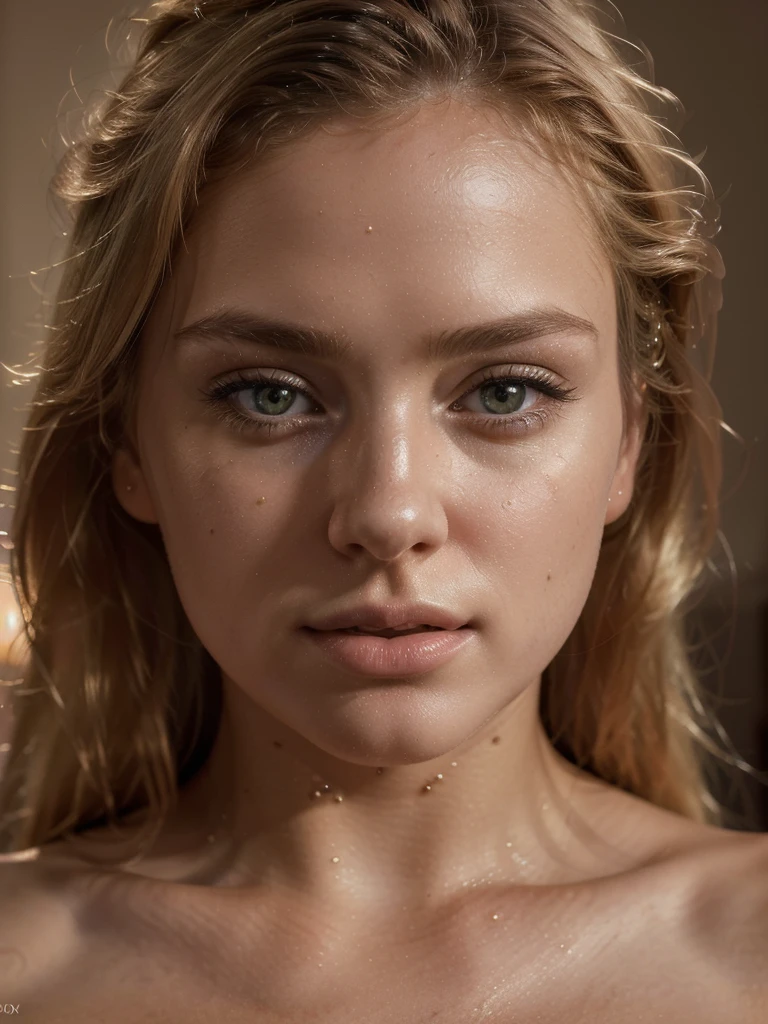 (best quality,4k,8k,highres,masterpiece:1.2),ultra-detailed,(realistic,photorealistic,photo-realistic:1.37),beautiful blonde woman,naked,sexy, sensual pose, closeup, solo, intimate, intimate photoshoot, glowing skin, detailed facial features, lush lips, captivating gaze, natural lighting, warm tones, cinematic, high fashion, editorial style