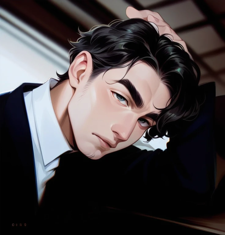 male beauty, beautiful man, perfect and neat face, thick eyebrows, cat eyes, pompous lips, HD quality, digital art