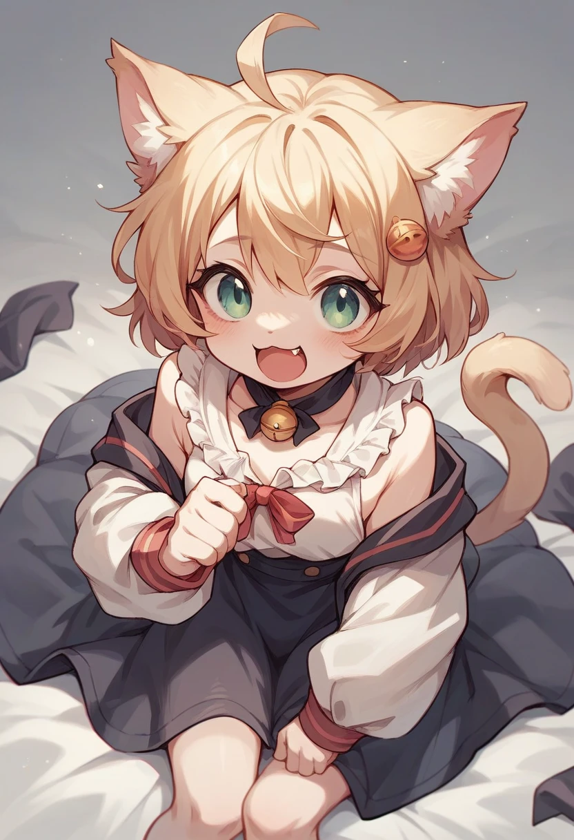 A cute cat monster outing from ground 