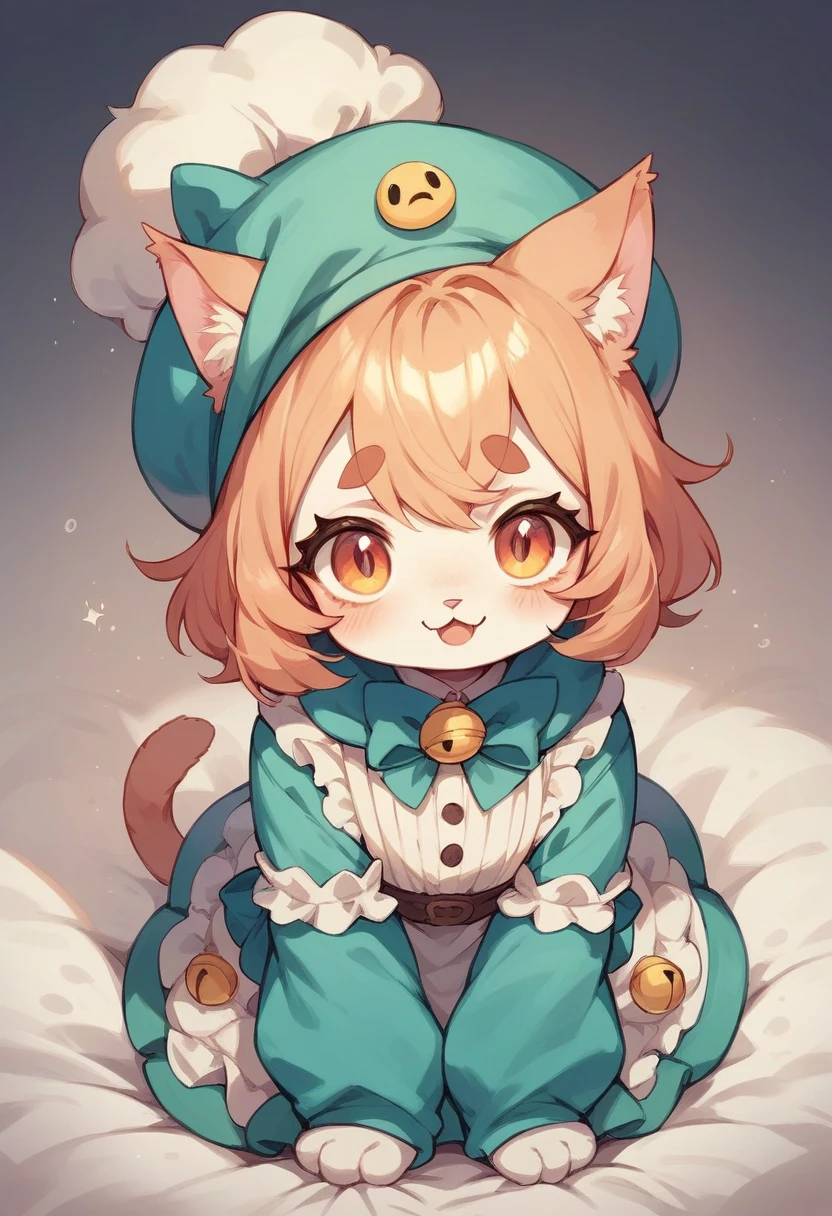 A cute cat monster outing from ground