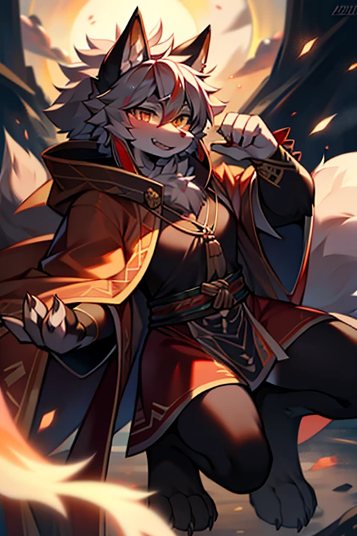 Fury the wolf in Tibetan robe