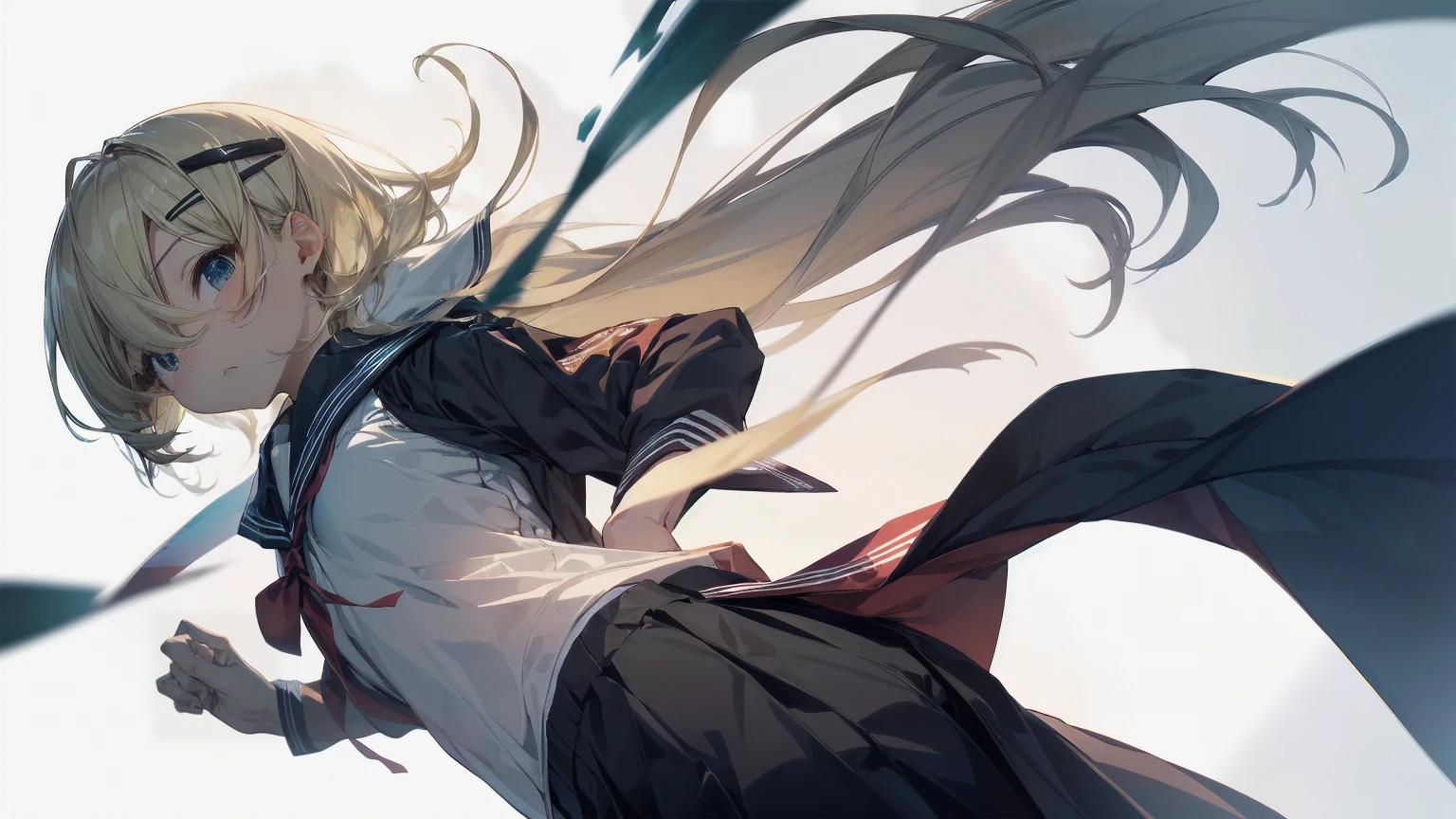 Highest quality, Anime Moe Art Style,Best Anime 8K Konachan Wallpaper,pixiv contest winners,Perfect Anatomy, (Please draw a girl walking sleepily to school..... ),break, 1 Girl, (alone,,,13 years old:1.3),high school student, short hair, amount, (Hair above one eye:1.7),All limbs, Full Finger,Medium Chest, Between the legs, Small eyes,accurate black eyes, Hair Clip, (Sailor suit:1.5),(school uniform:1.5) skirt,On the way to school. break,Very detailed,High resolution,Ultra-Dense Skin, Professional Lighting,8K eye detail, (Cute illustrations:1.2),blonde，blonde hair，Expressionless，(Hair on one eye:1.5)，Sailor suit