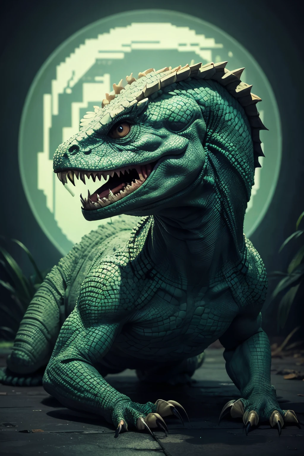 A reptilian monster in pixel art