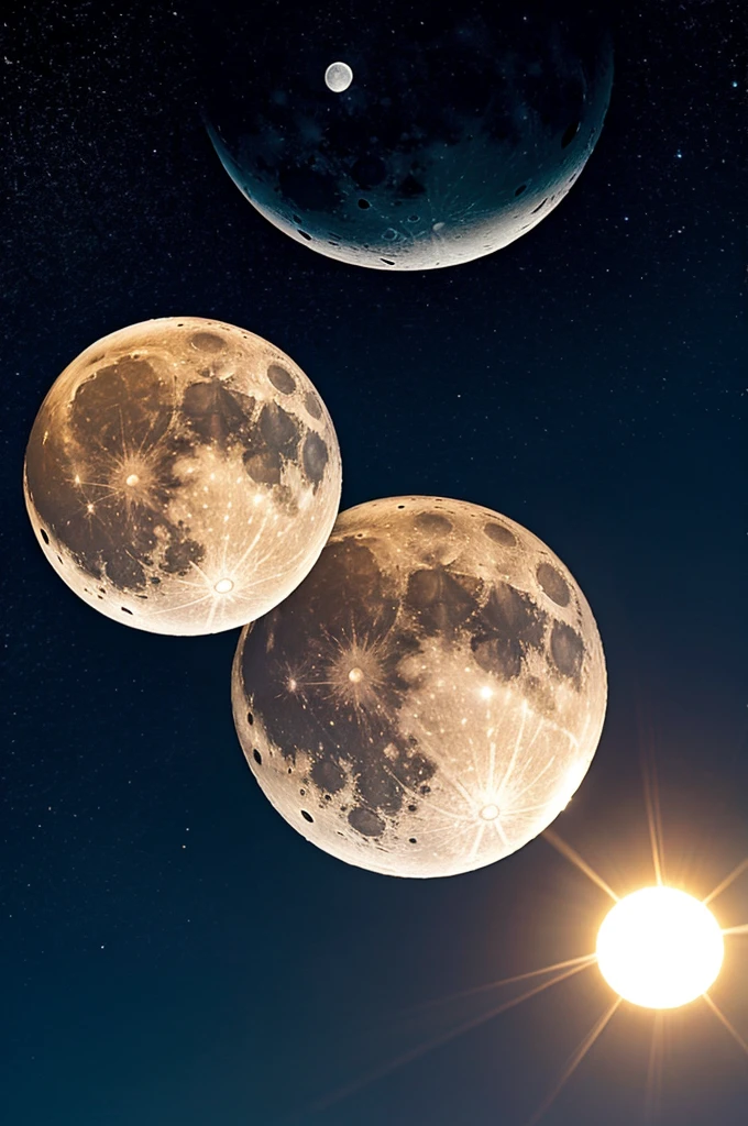 the moon and the sun ,the biggest and brightest sun 

