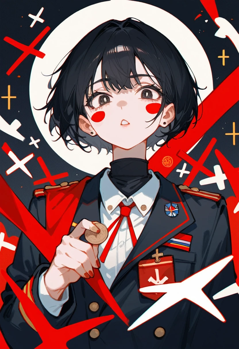 Girl, short black hair, Stickers, communism, socialism☭