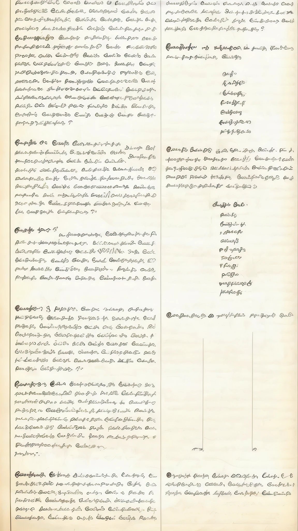 Intricate, full-page wit strange made up language and flow charts and stuff