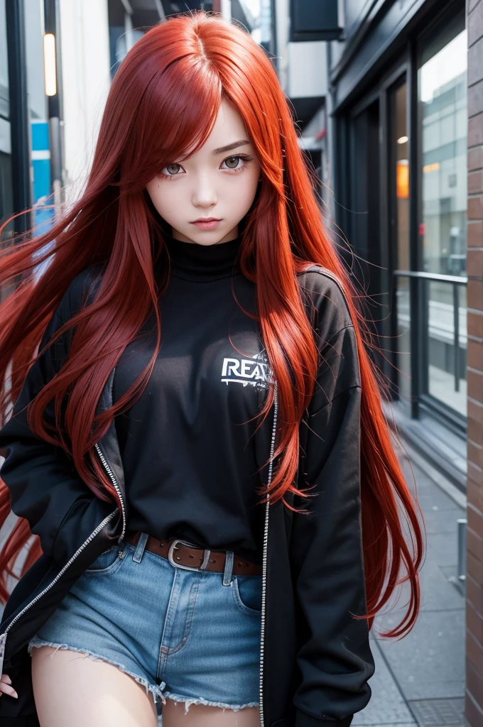  girl, long red hair, with black eyes, Tokyo Revengers dash 
