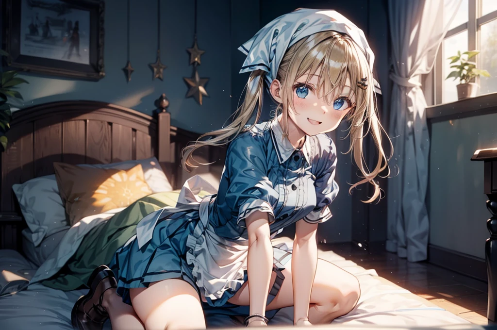 (Tabletop, Highest quality:1.2), Cowboy Shot, alone, One Girl, Kaho Hyuga, smile, View your viewers, Holding Tray, Twin tails, Head scarf, Maid, Frills, Blue Shirt, Waist apron, Puff short sleeves, Blue Skirt, Thighs Thighs Thighs Thighs, White glow,
One Girl, Sex, On the bed, throw, , Mission Grab, Missionaries, Tabletop, Highest quality,Mission Grab,Doggie Grab,kawashiro nitori