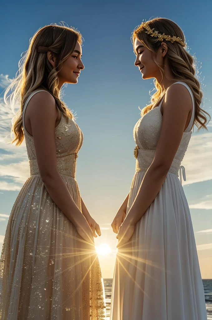 the moon and the sun ,the biggest and brightest sun , there is only one moon and one sun and they look at each other
