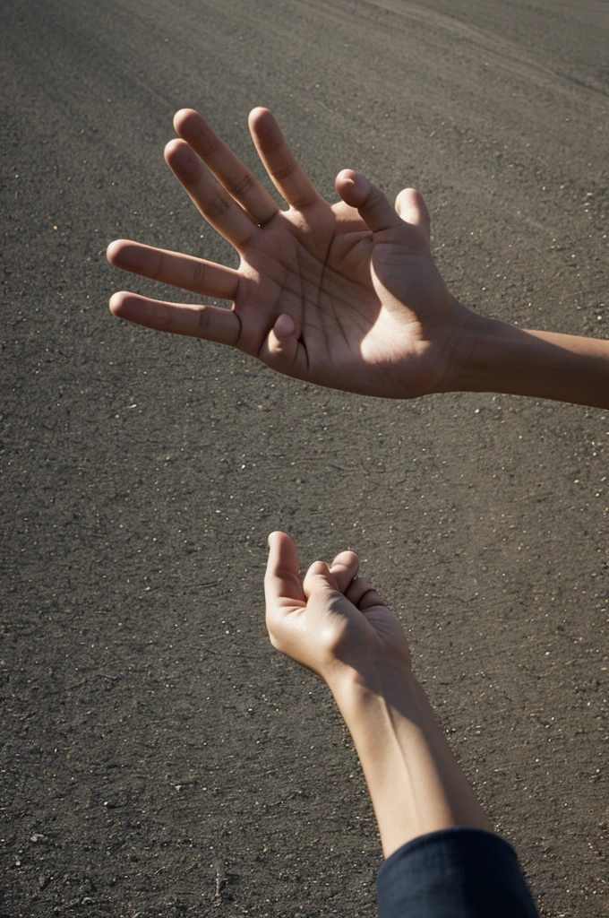 Person falling with outstretched hand