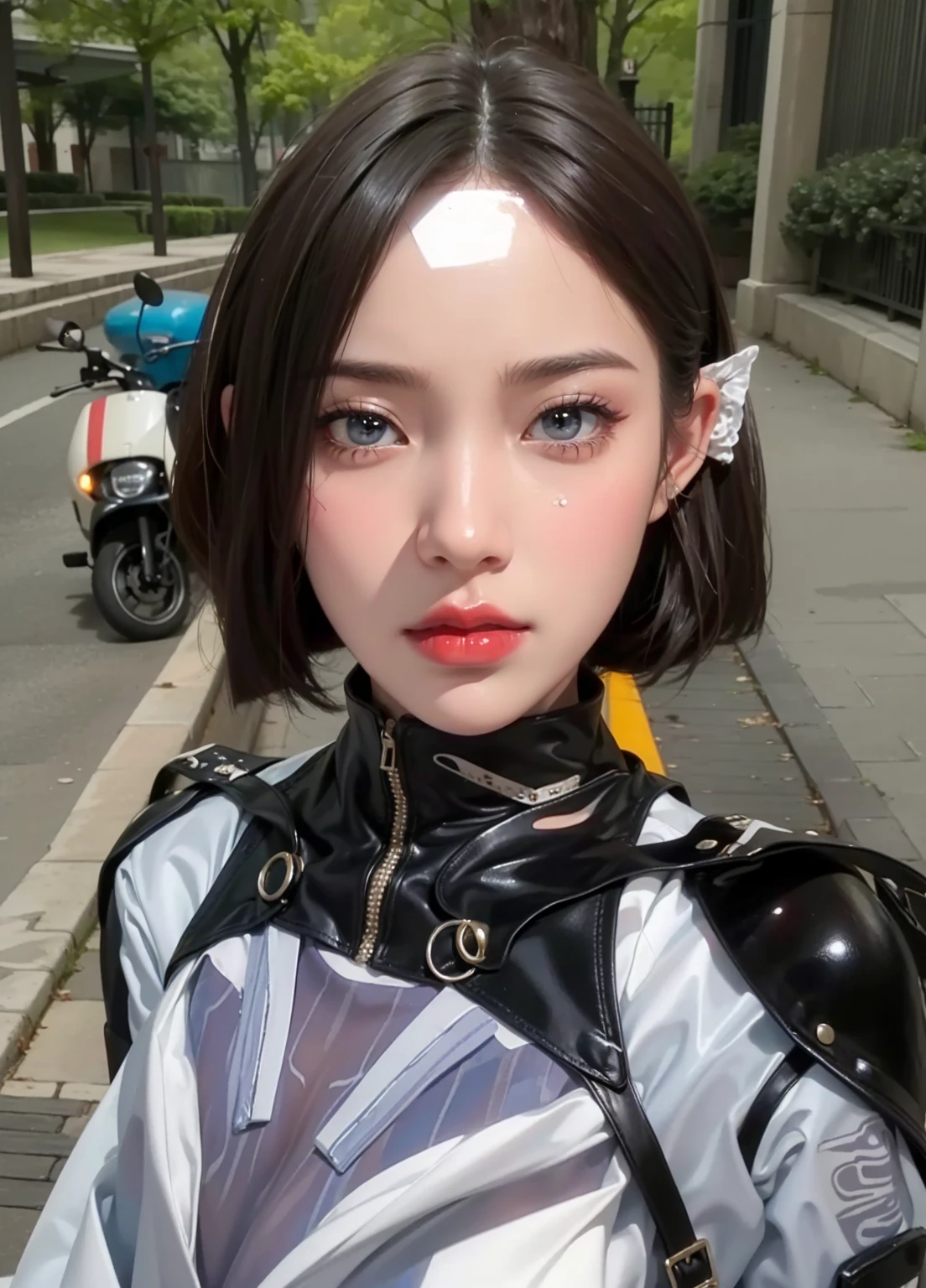 Realistic style,8K picture quality,Very detailed, Delicate face, Realistic style的照片, Stock Photography , rich and colorful, Surreal, Realistic textures, Dramatic Lighting, Distiller 800 (8K, original photo, Better quality, masterpiece: 1.2), Very detailed, (Extremely delicate skin: 1.2), 8K Ultra HD, SLR camera, Soft Light, high quality, 冰冻Queen, Queen, snow castle,Blue pupils,Apply red lipstick,Very delicate tattoo design,Jewelry,