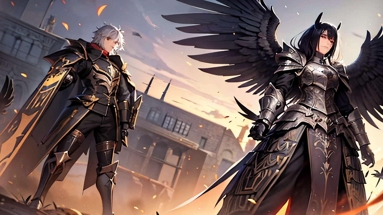 bird, raven, humanoid bird in heavy armour, raven paladin, human raven