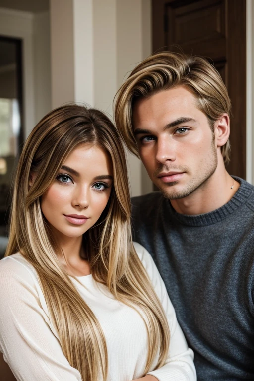 Blonde woman and man with brown hair 