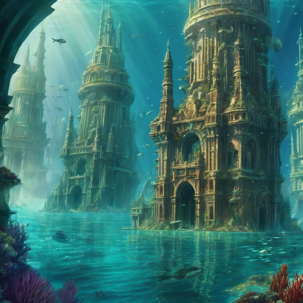 Atlantis underwater city fantasy artwork  