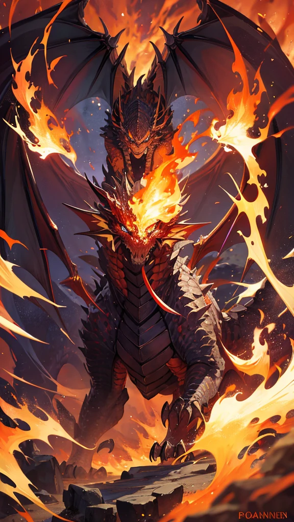 Monster dragon with flames