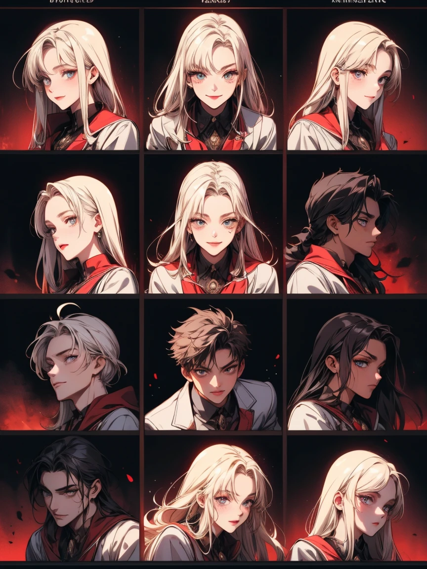 work of art, glad, ssmile, high school boy, anime pack, emojji pack, vampyre, 9 expressions, 9 poses, Collection, grid 9