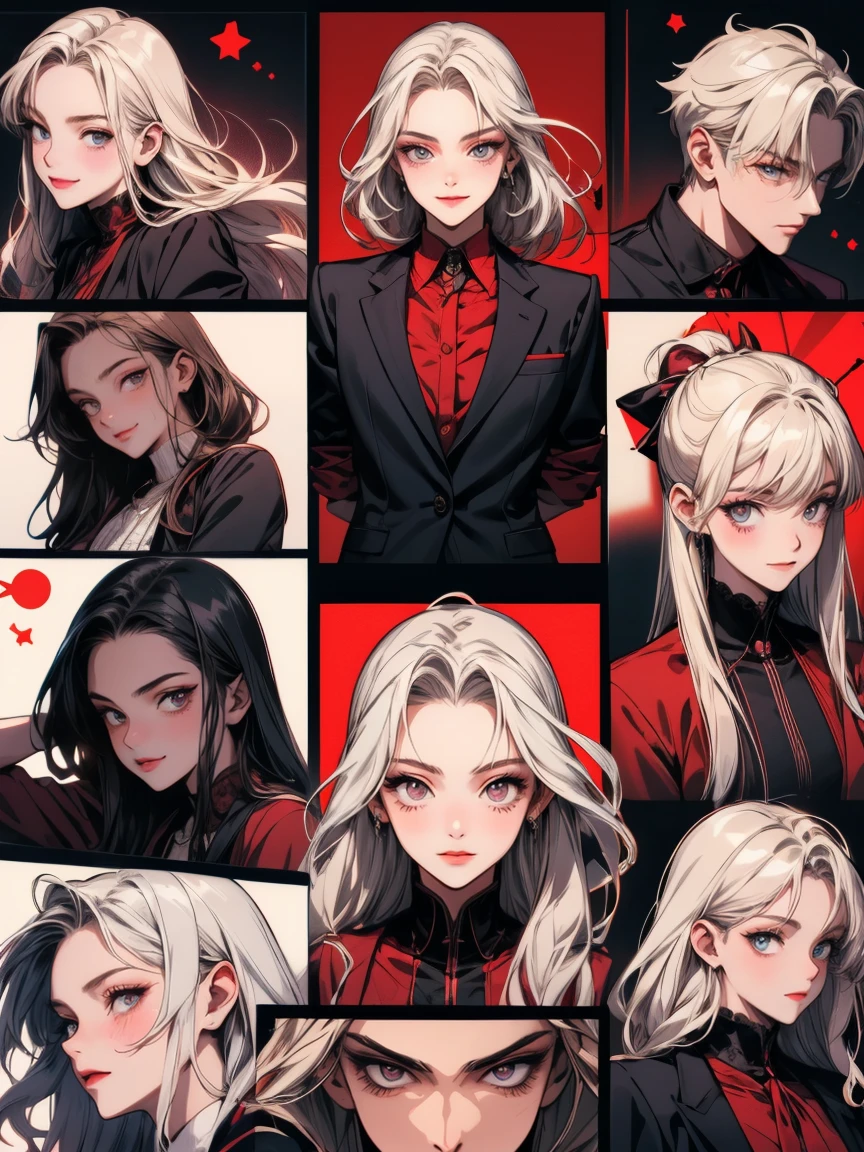 work of art, glad, ssmile, high school boy, anime pack, emojji pack, vampyre, 9 expressions, 9 poses, Collection, grid 9