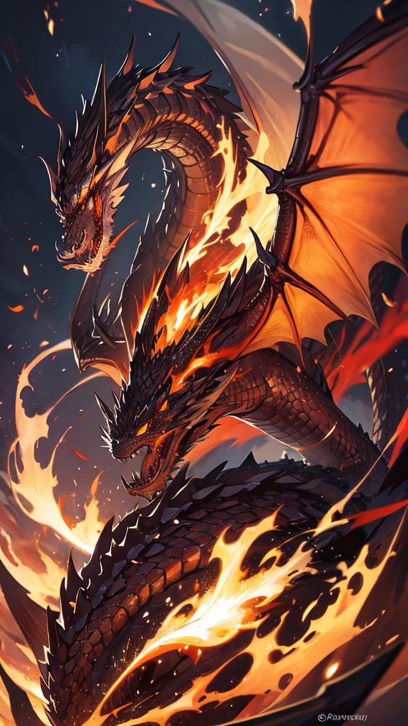 dragon with flames