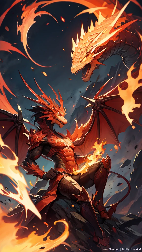 dragon with flames