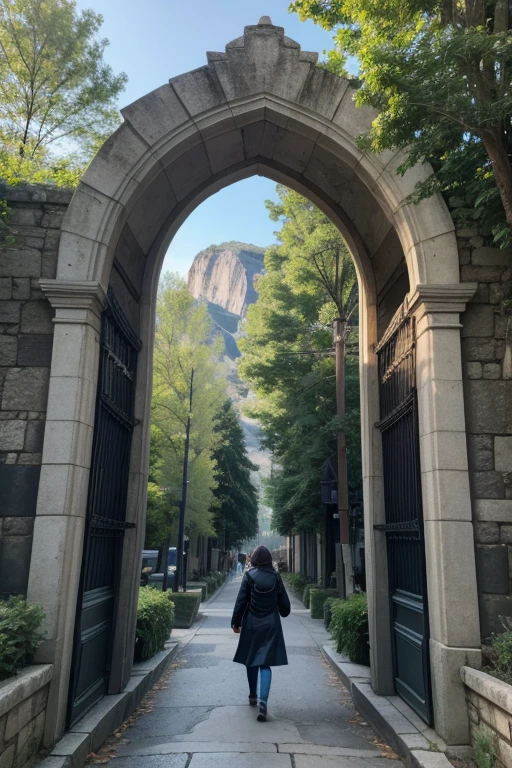 I walk with an arched mountain