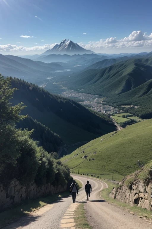 I walk with an arched mountain