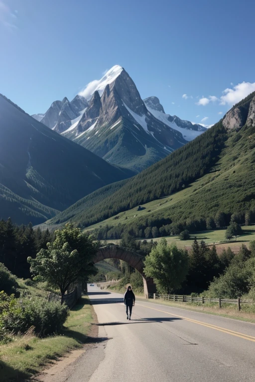 I walk with an arched mountain