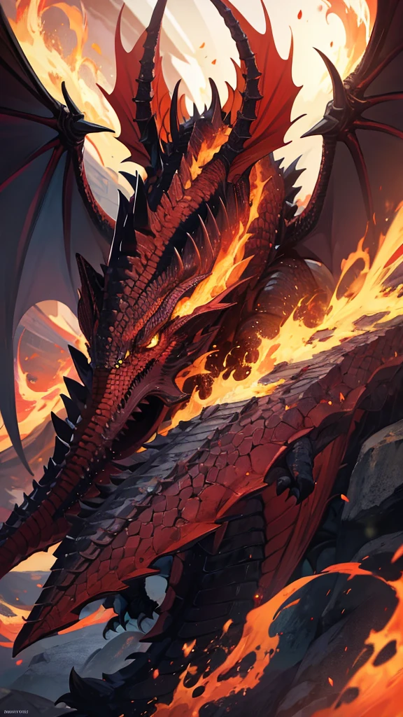 Monster dragon with flames