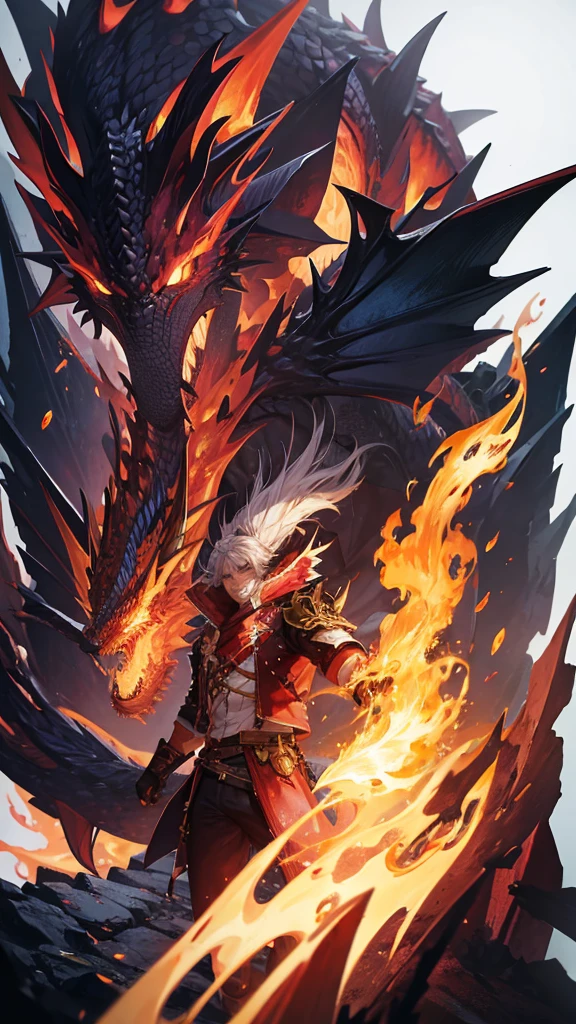 Monster dragon with flames