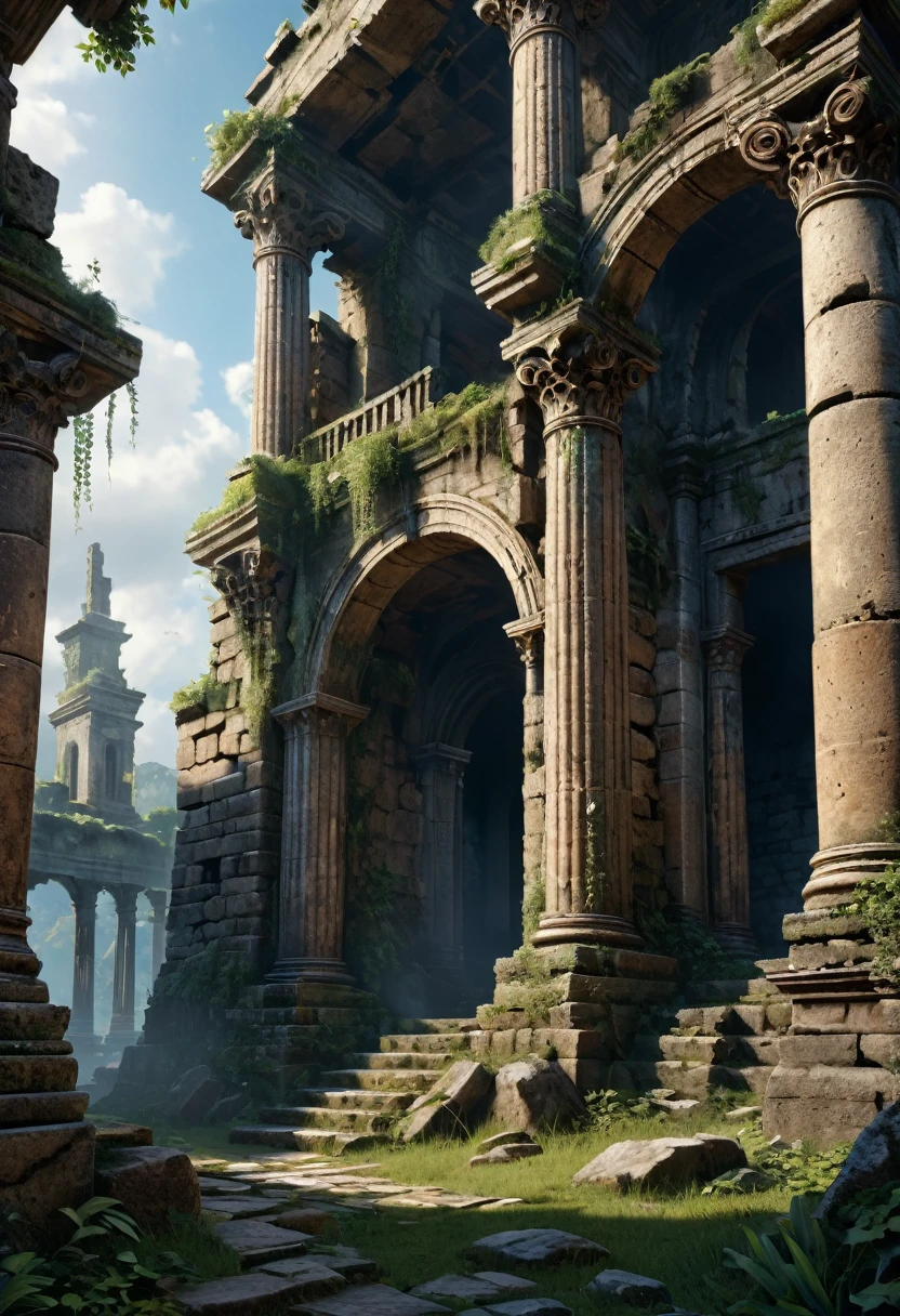 high quality 8k resolution, detailed and haunting, best quality, masterpiece, photorealistic, ultra-detailed, ancient ruin fantasy