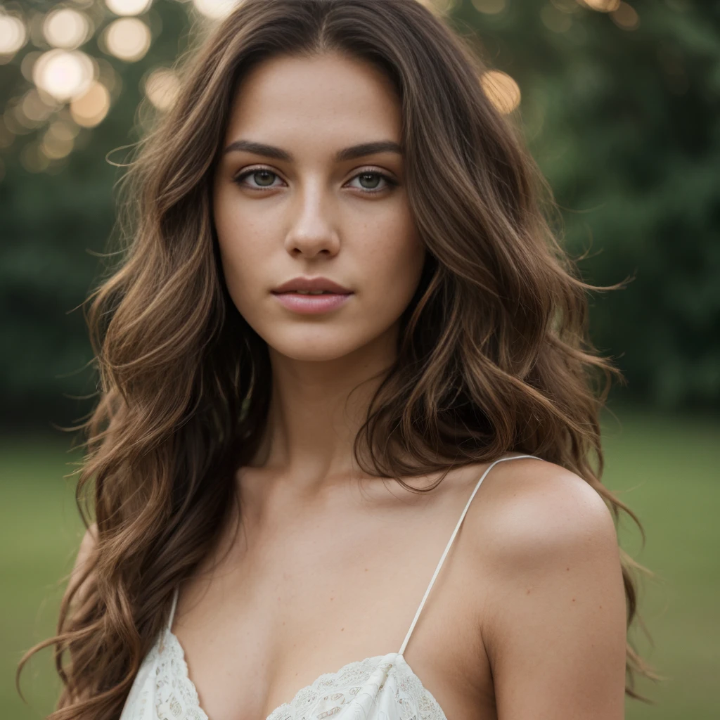 (best quality,8k,highres:1.2), facing viewer, solo focus, alone in photo, 1girl in frame, beautiful detailed eyes, beautiful detailed lips, extremely detailed face, 21-year-old model, freckles on the cheekbone, 1 Lithuanian model, arafed dark brown hair, skinny body, oval-shaped face, hazel eyes, slender woman, long wavy hair, tan skin, depth of field, cinematic lighting, UHD, masterpiece, best quality, highres, ccurate