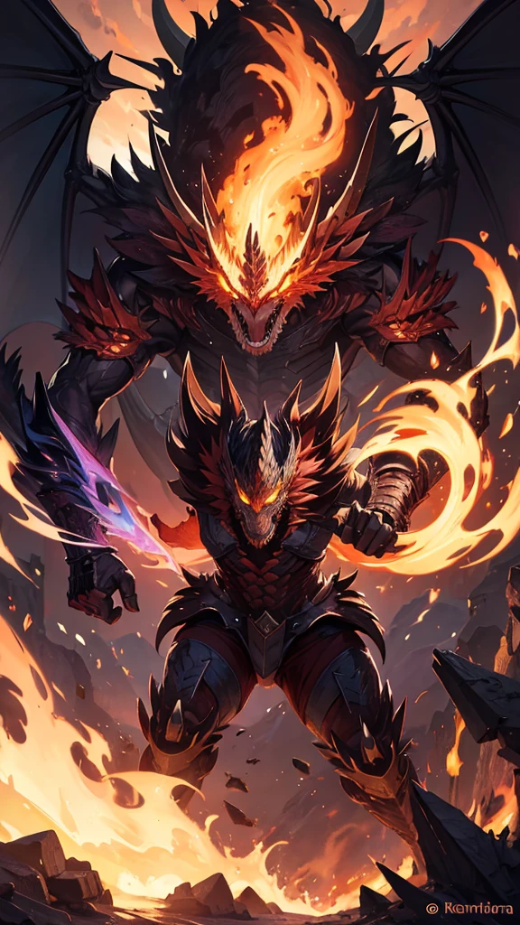 Epic Monster dragon with flames