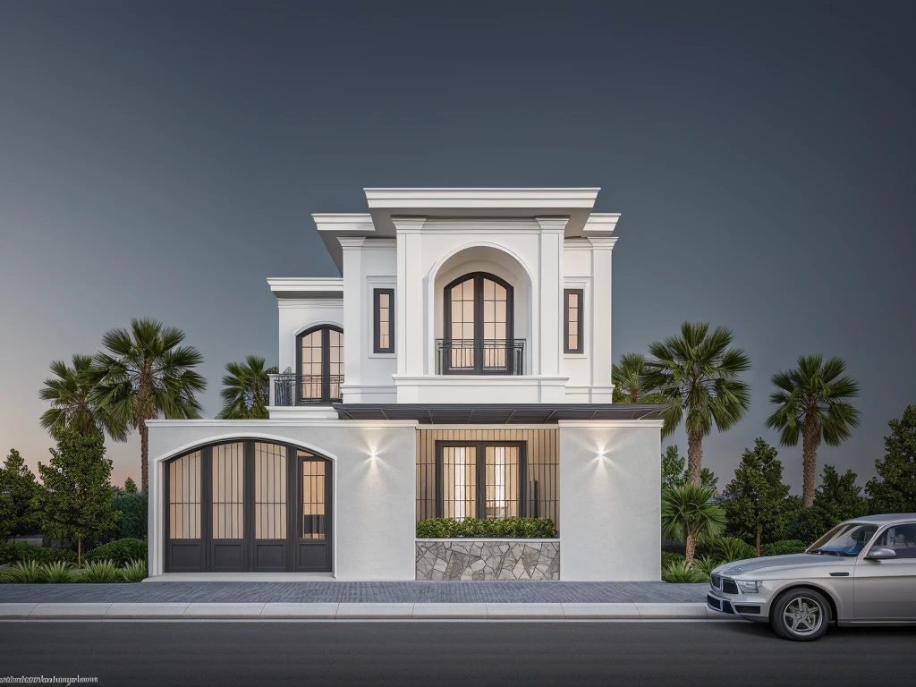 PLATFORM KTHOUSE, 1 morden villa, main material of villa about build color wall:1.2 glass panel:1.1 and stone:1.2, 1large yard, 1 road runs in front of the house, (RAW photo, real, best quality, masterpiece:1.2), look morden minimalist, 1 road in front of the house, dynamic lighting:1.3, (hyper realistic, photo-realistic:1.2), high quality, (dark lighting:1.2), perfect lighting, archdaily, no human