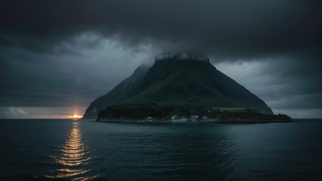 a dark and rainy island