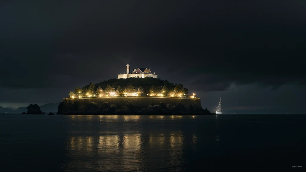 a dark and rainy island