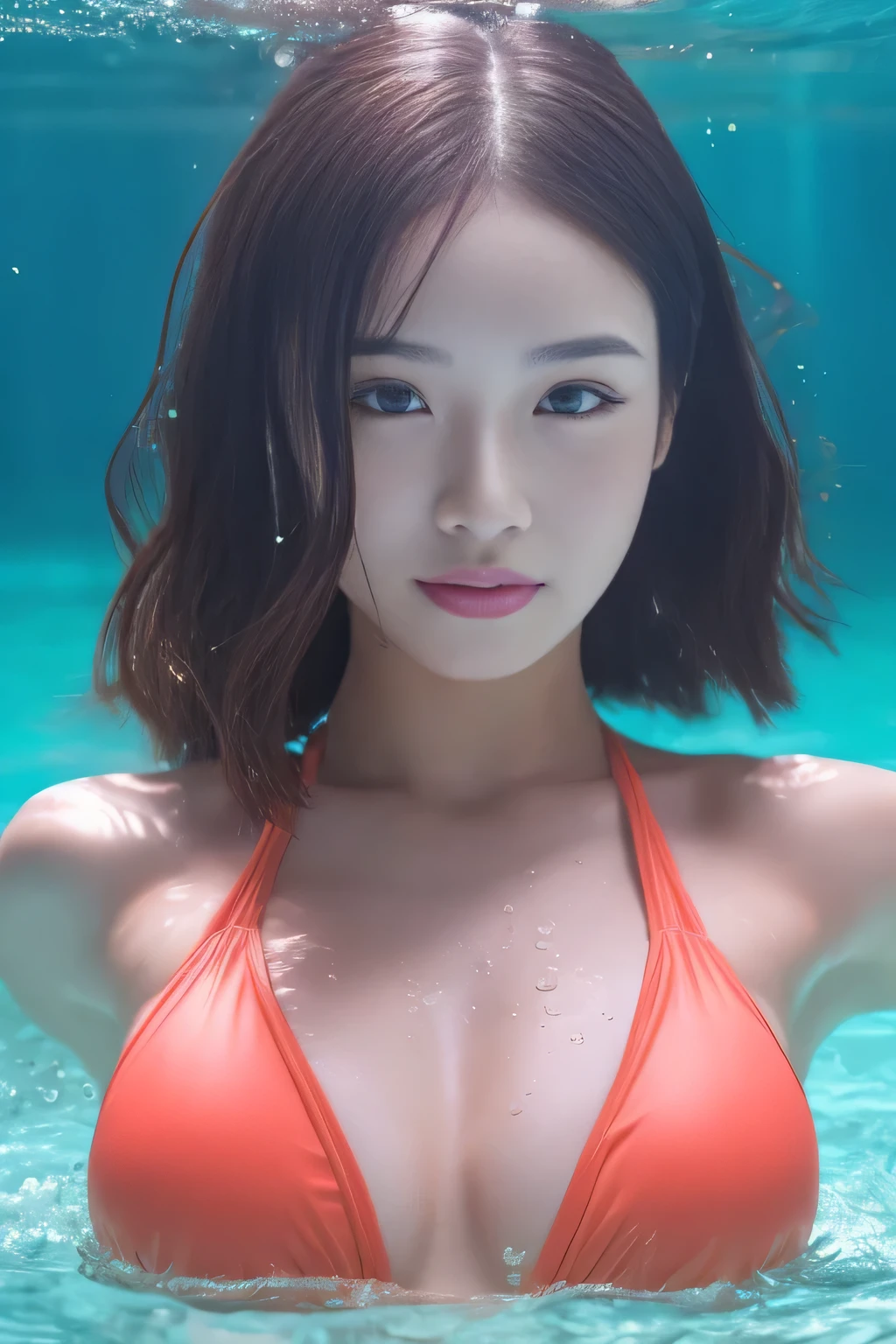 a beautiful detailed girl in a glass swimsuit, extremely detailed eyes and face, longeyelashes, dynamic pose, underwater scene, coral reef, sunlight shining through water, photorealistic, 8k, ultra-detailed, realistic, masterpiece, cinematic lighting, vibrant colors, dynamic movement