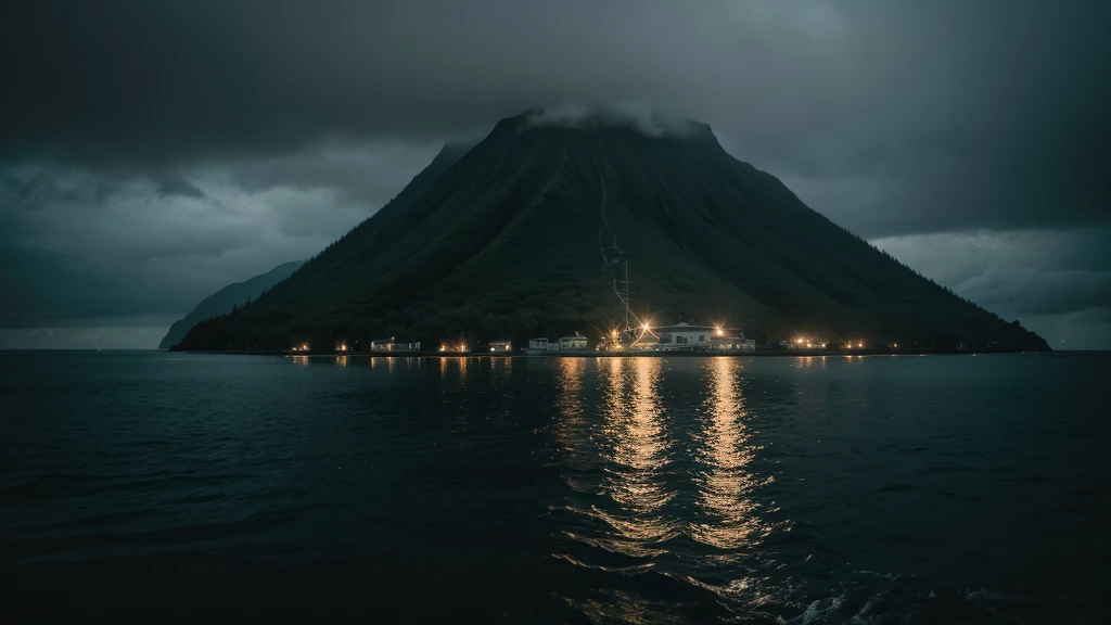 a dark and rainy island