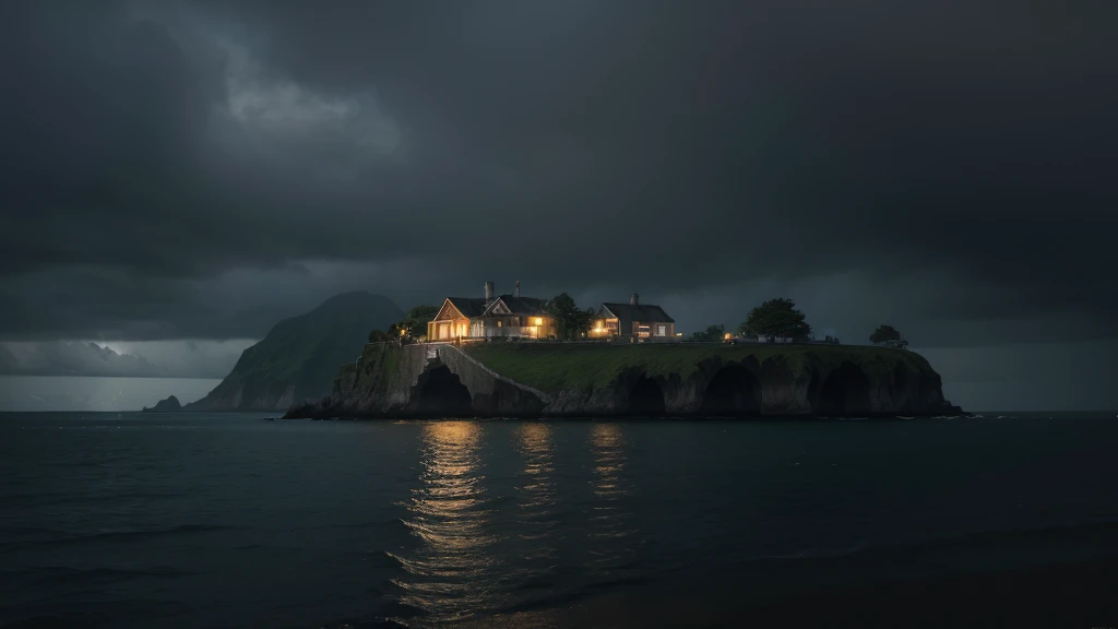 a dark and rainy island