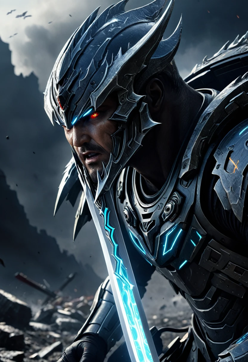 high quality 8k resolution, detailed and haunting, best quality, masterpiece, photorealistic, ultra-detailed, Armageddon's blade