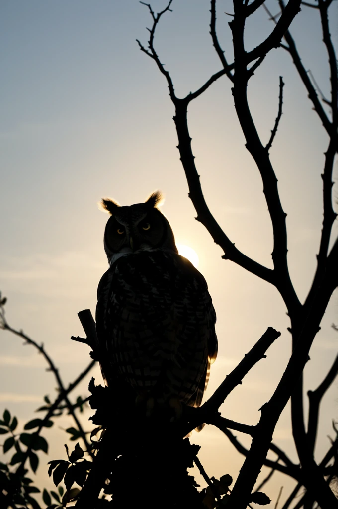 Hunting owl silhouette