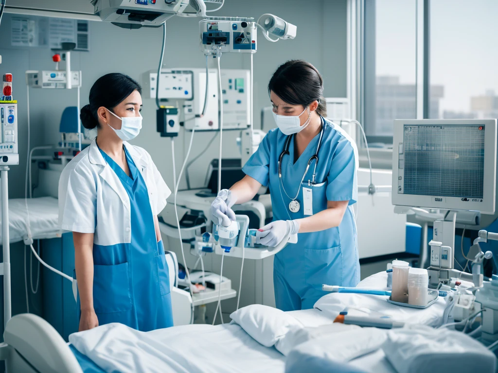 Workers, medical professionals working in hospitals, 8k images