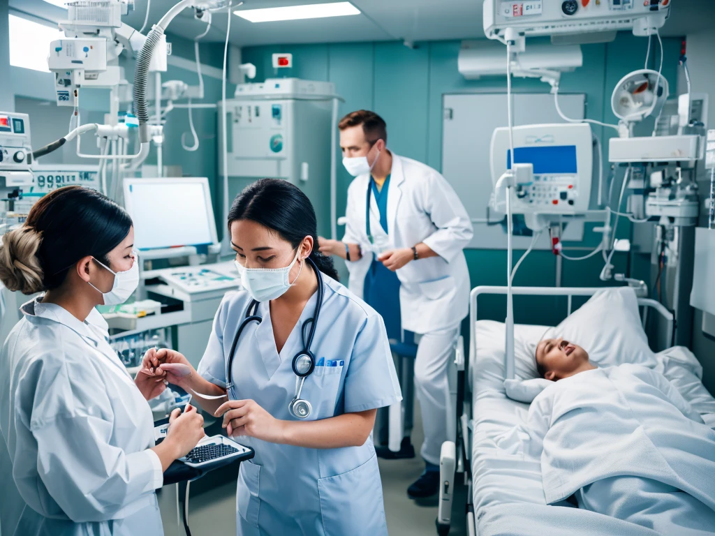 Workers, medical professionals working in hospitals, 8k images